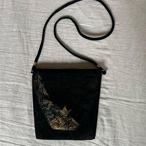 Valbrenta Made in Italy Velvet Black and Gold Handbag Bag